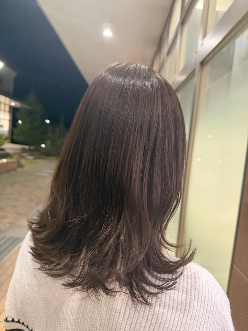 セミロング カラー くびれヘア レイヤーカット 加藤 奈菜のヘアスタイル