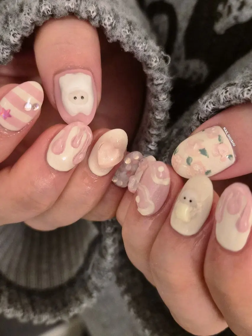 ネイル ハンドネイル 3dパーツ/流行り 👧shushu❤️のネイルデザイン