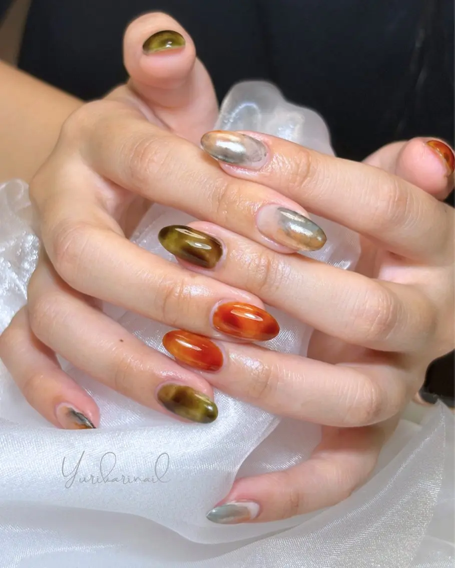 ネイル べっ甲ネイル ハンドネイル ネイリスト ゆりかのネイルデザイン