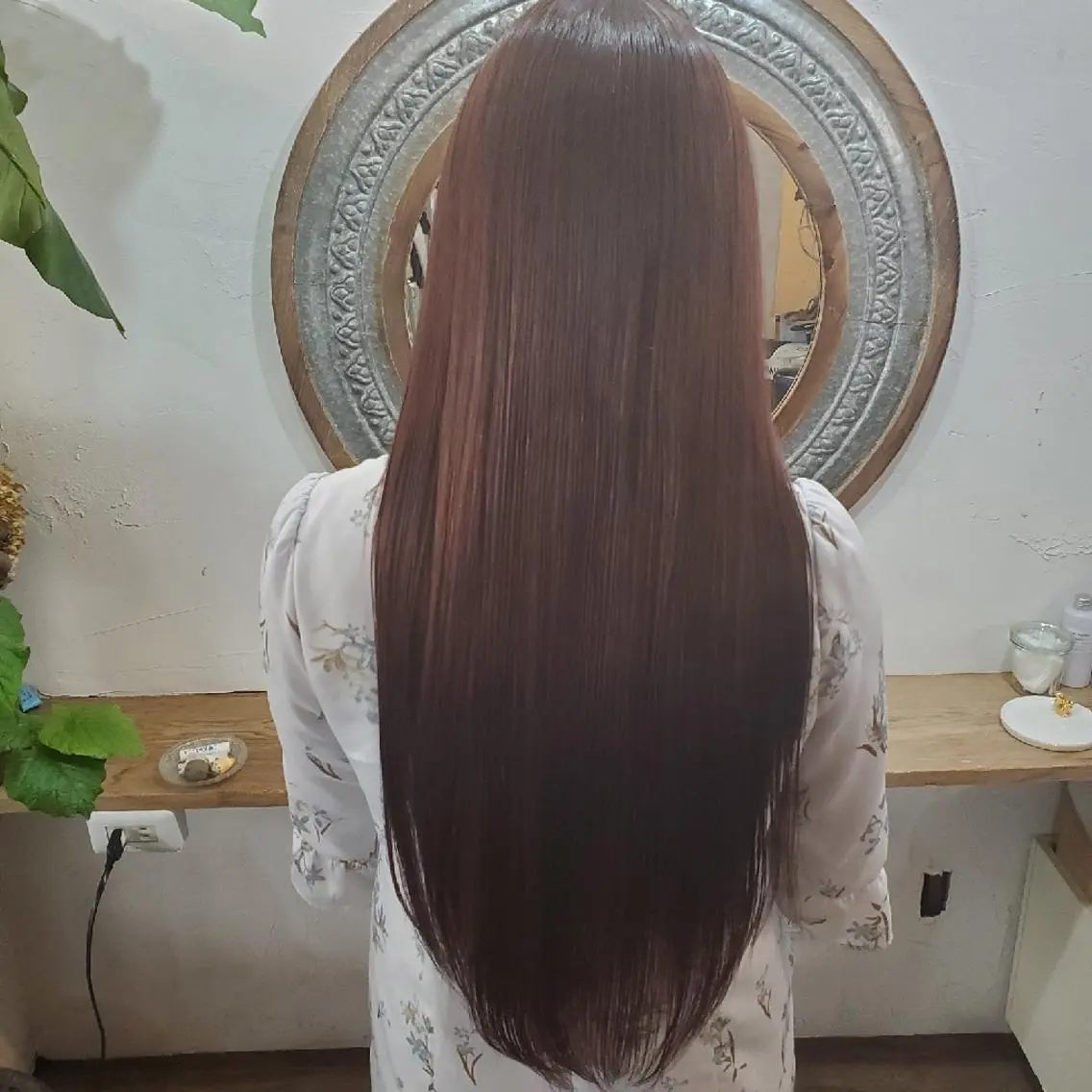 ロング カラー パーマ カット ヘアカラー 縮毛矯正 トリートメント 韓国レイヤー柔らかい 地毛風縮毛矯正/マツのヘアスタイル