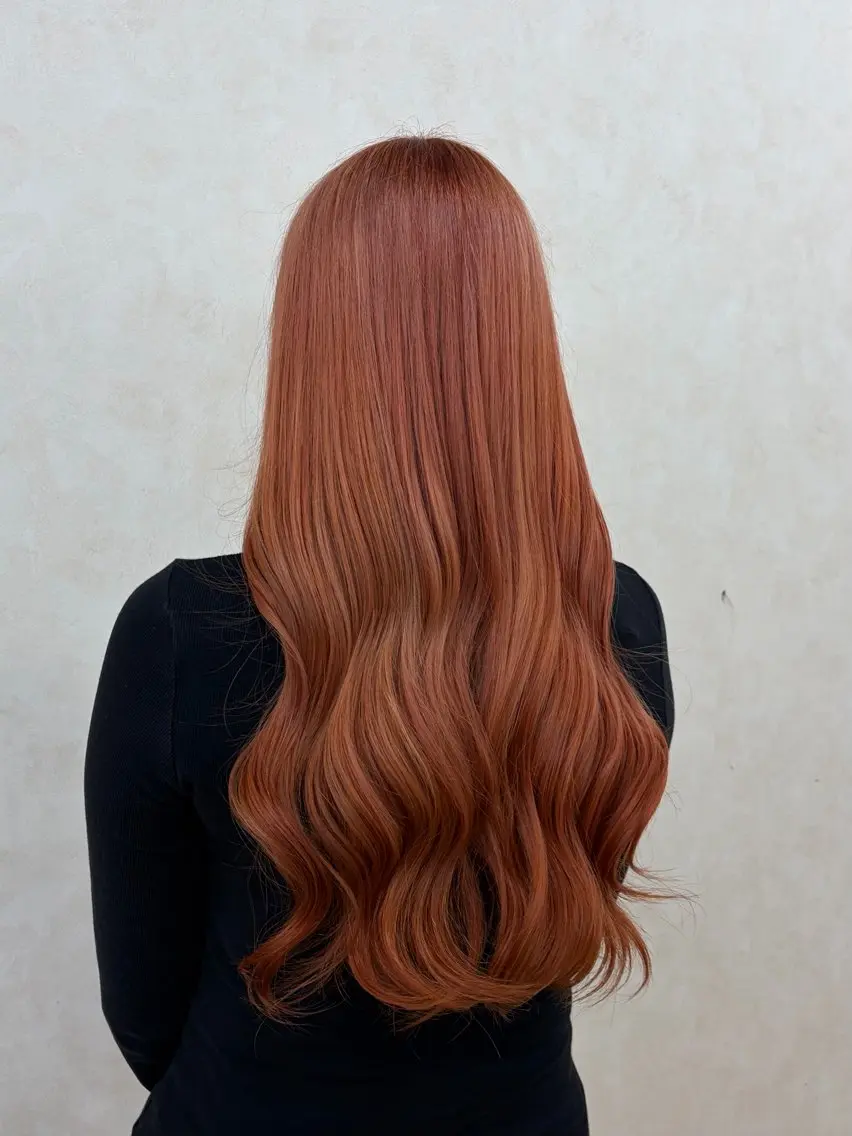 ロング カラー オレンジ ヘアカラー トリートメント 倉澤 愛理のヘアスタイル