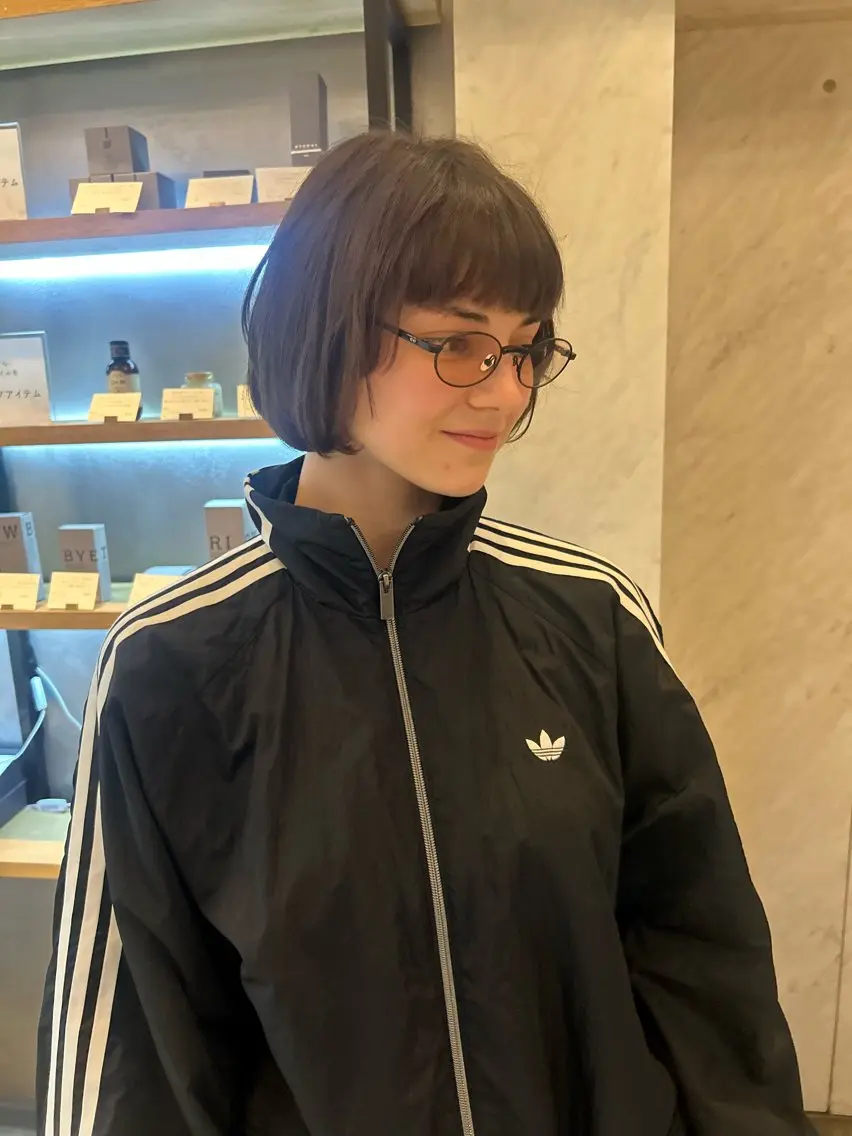 ショート ボブ カット ヘアカラー トリートメント 心斎橋🤍inity KIKOのヘアスタイル