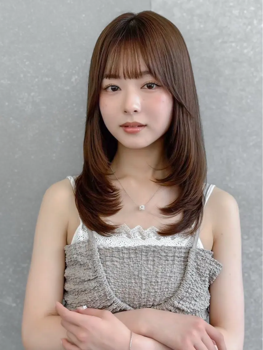 ミディアム カット ヘアカラー トリートメント 久米 春輝のヘアスタイル