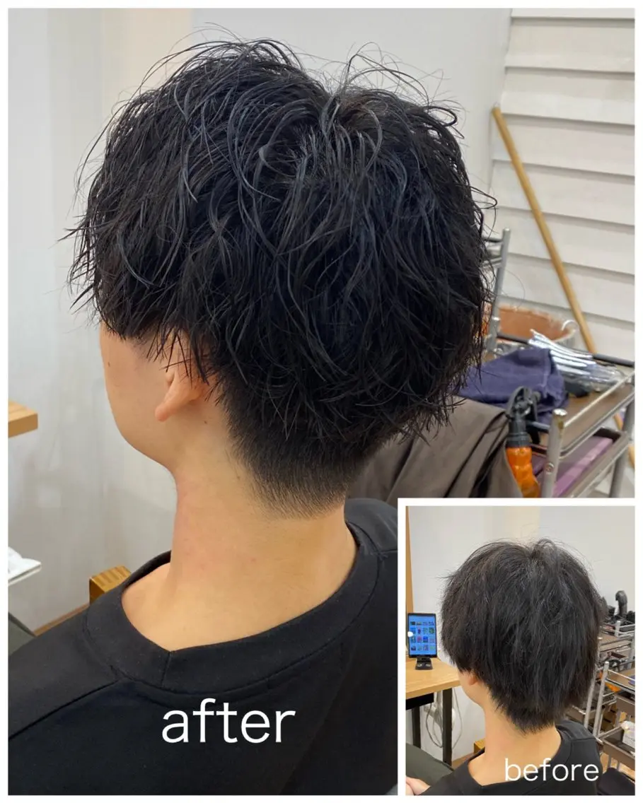 パーマ メンズ メンズパーマ ツーブロック 熊崎 未来のヘアスタイル