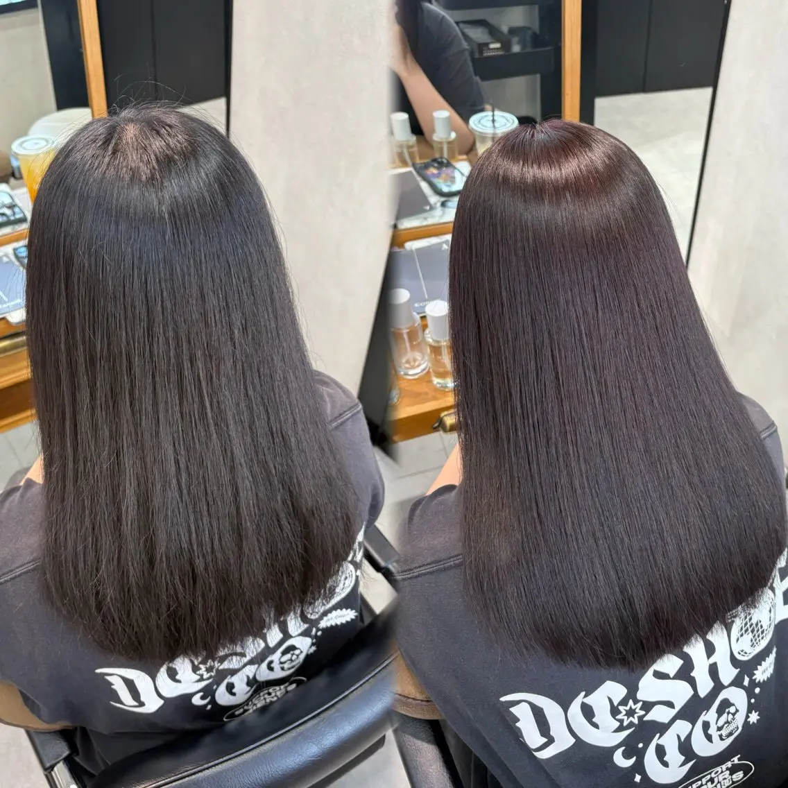 セミロング 縮毛矯正 ヘアカラー カラーモデル募集 🤍momoha🤍のヘアスタイル