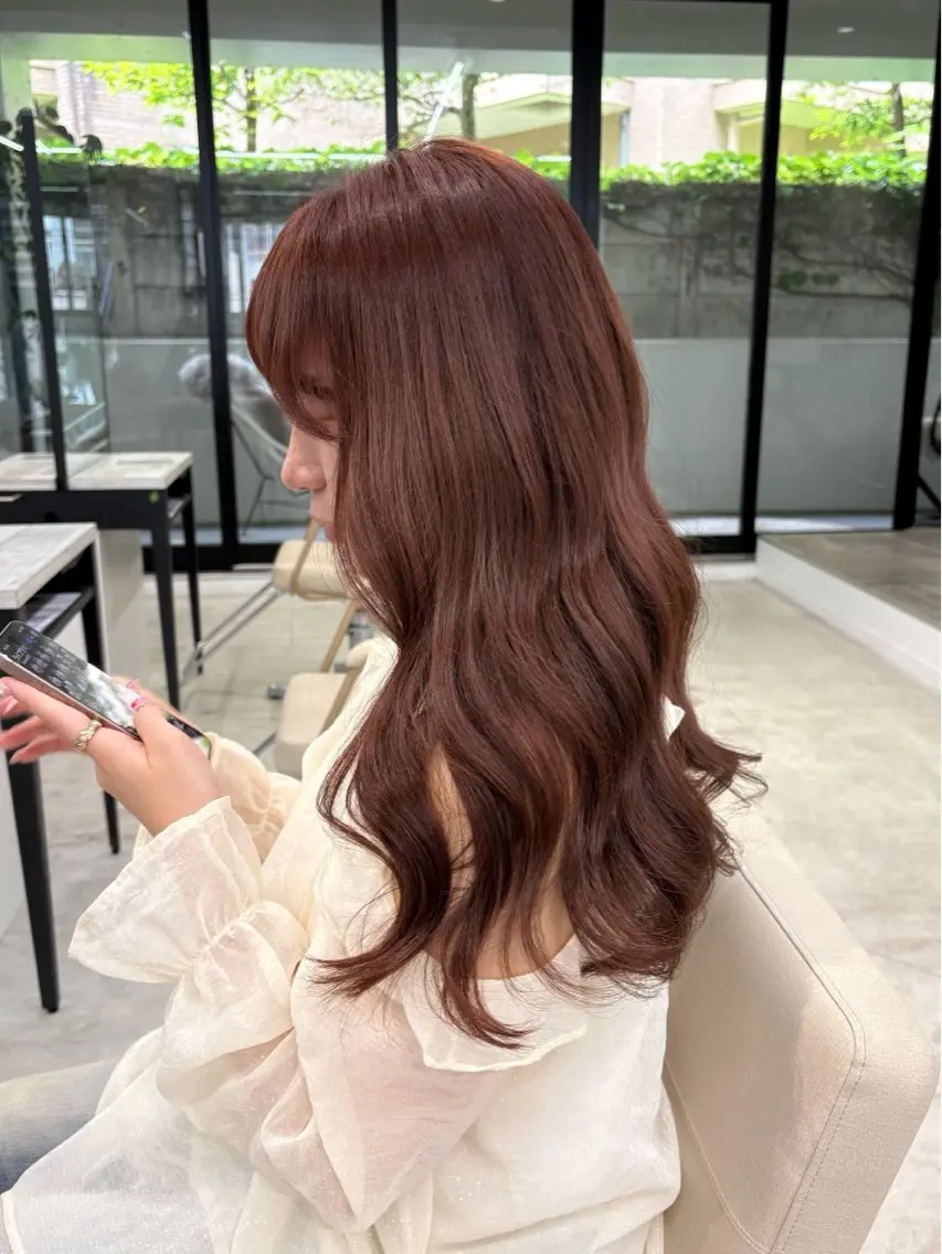 ロング カラー ブラウンカラー ピンクカラー ピンクブラウン ヘアカラー トリートメント ブリーチなしカラー 🤍　Mihanaのヘアスタイル