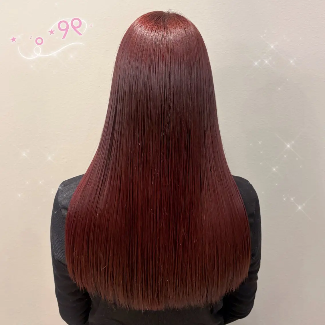 ロング カラー ブリーチ ボルドーカラー ブリーチなしカラー カット ヘアカラー 顔周り/ガーリー /ヘアメ/あつはのヘアスタイル