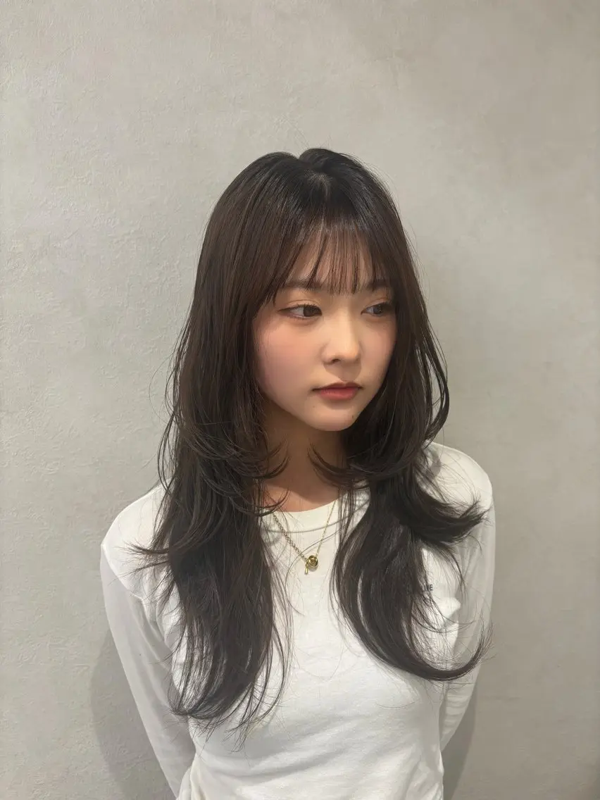 ロング ハッシュカット ハイレイヤー 韓国風ヘア レイヤーカット Yuta✂︎ 韓国レイヤー🪽のヘアスタイル