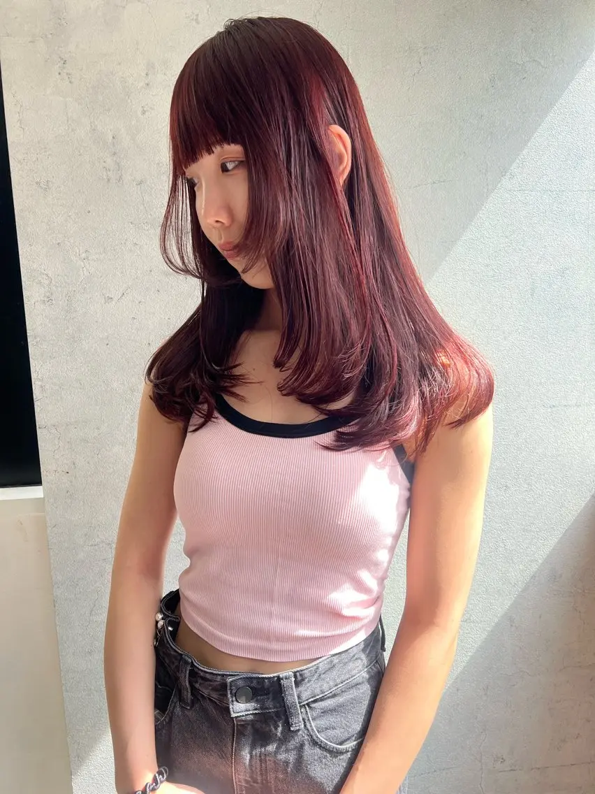 セミロング カラー ブリーチ ダブルカラー ハイトーンカラー ブリーチなしカラー レッドカラー カット ヘアカラー 原田 和幸のエステ・リラクイメージ