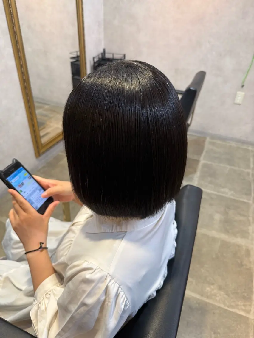 ミディアム パーマ 縮毛矯正 縮毛矯正 maco /カラー・縮毛矯正のヘアスタイル