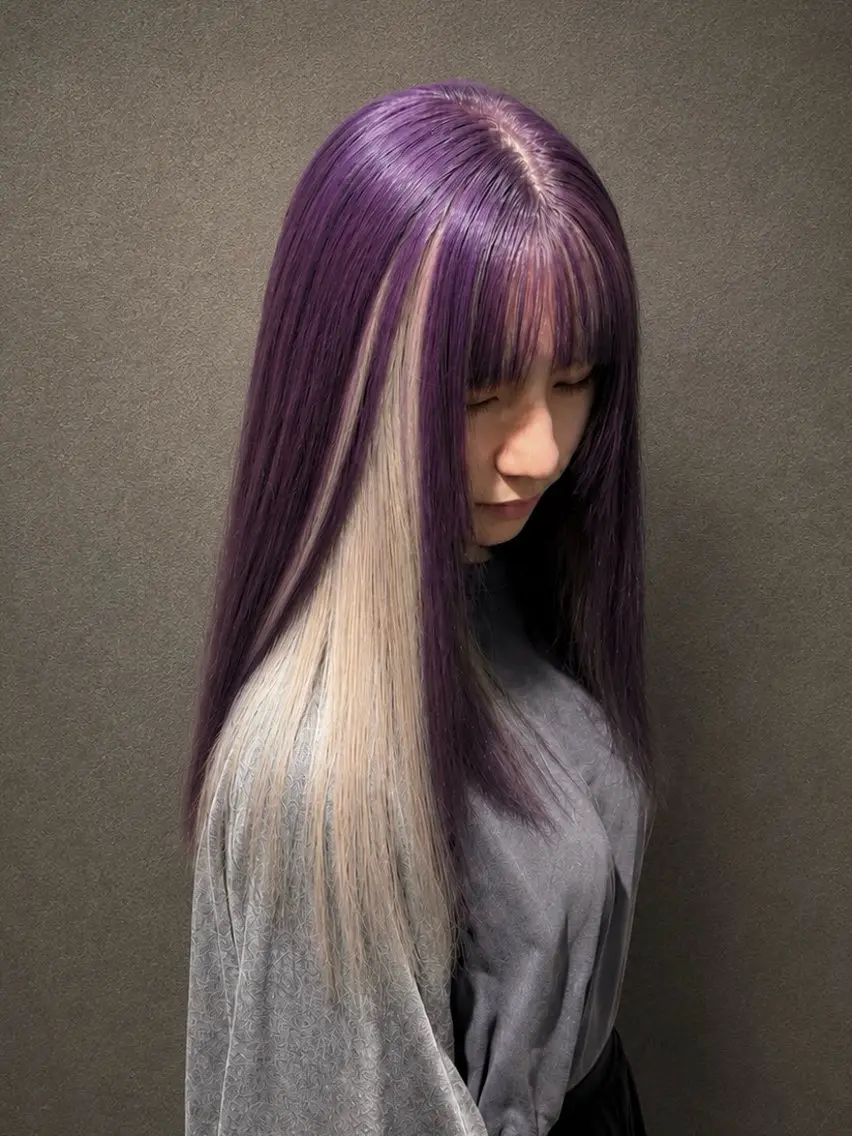 ロング カラー ブリーチ ケアブリーチ デザインカラー ダブルカラー インナーカラー manabuデザイン カラー/ハイトーンのヘアスタイル