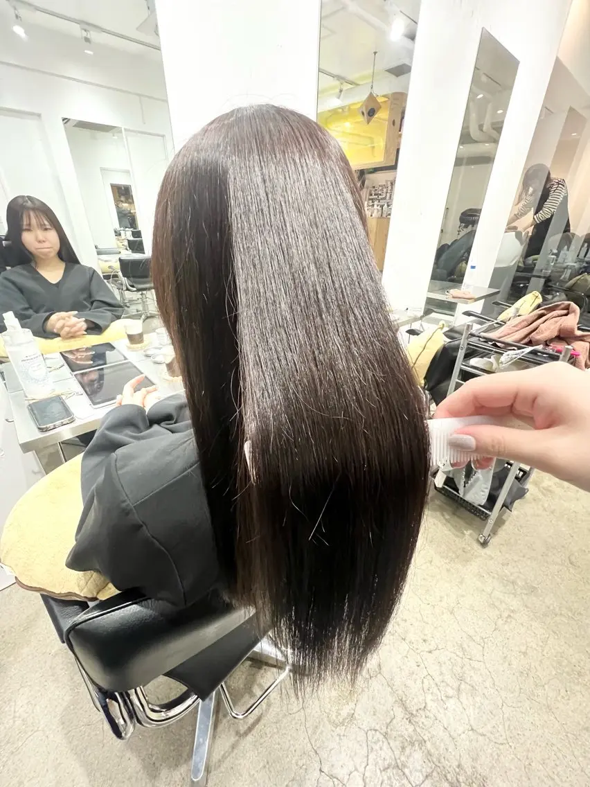 ロング パーマ 髪質改善 縮毛矯正 トリートメント ストレートパーマ ✨髪質改善矯正× ブリーチ✨YU-KIのヘアスタイル