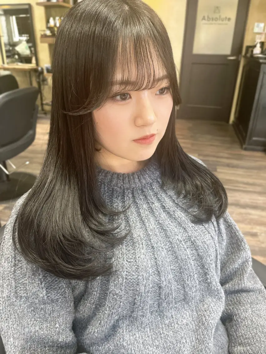 ロング カラー ヘアアレンジ 天使の羽バング・フェザーバング レイヤーカット カット ヘアカラー トリートメント 学割有り/清楚/韓国 風/レイヤー/拓朗のヘアスタイル