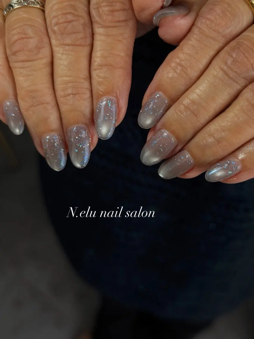 ネイル ラメ(グリッター) シンプルネイル ハンドネイル N.elu nail salonのネイルデザイン