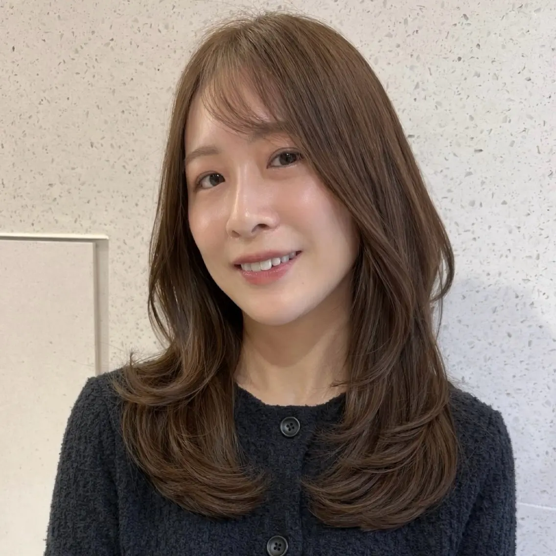 ミディアム 顔周りカット 似合わせカット カット ダイスケさん /ブラウンカラーのヘアスタイル