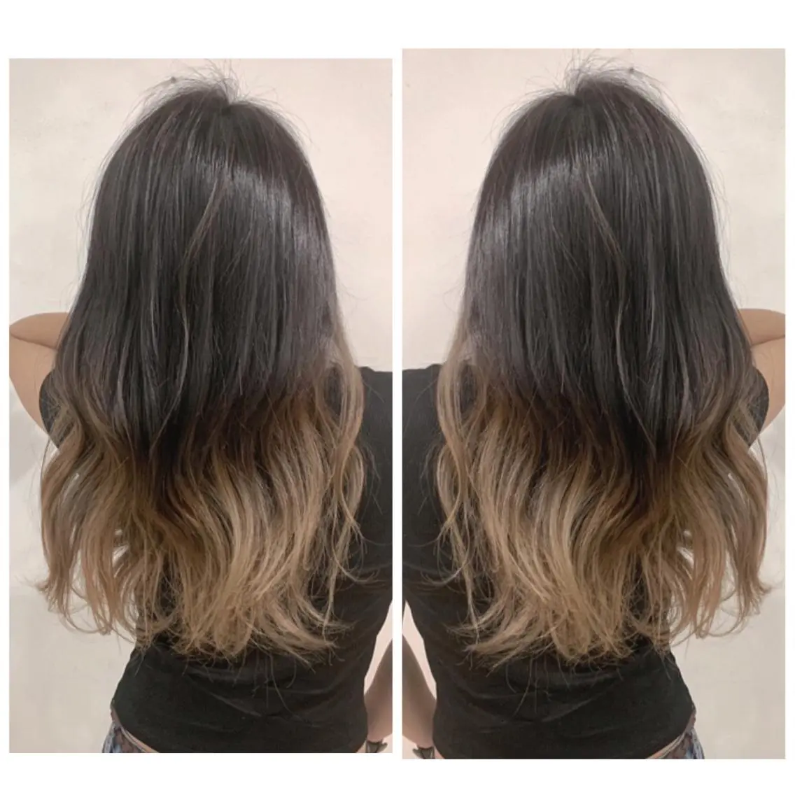 ロング カラー アッシュ バレイヤージュ ブリーチ デザインカラー グレージュ カット ヘアカラー トリートメント 京都大人女性ショート 徒歩1分/秋山のヘアスタイル