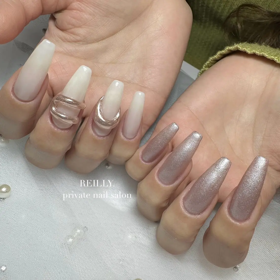 ネイル クリアネイル フラッシュネイル フレンチネイル ジェルネイル マグネットネイル Reillynail みさきのネイルデザイン