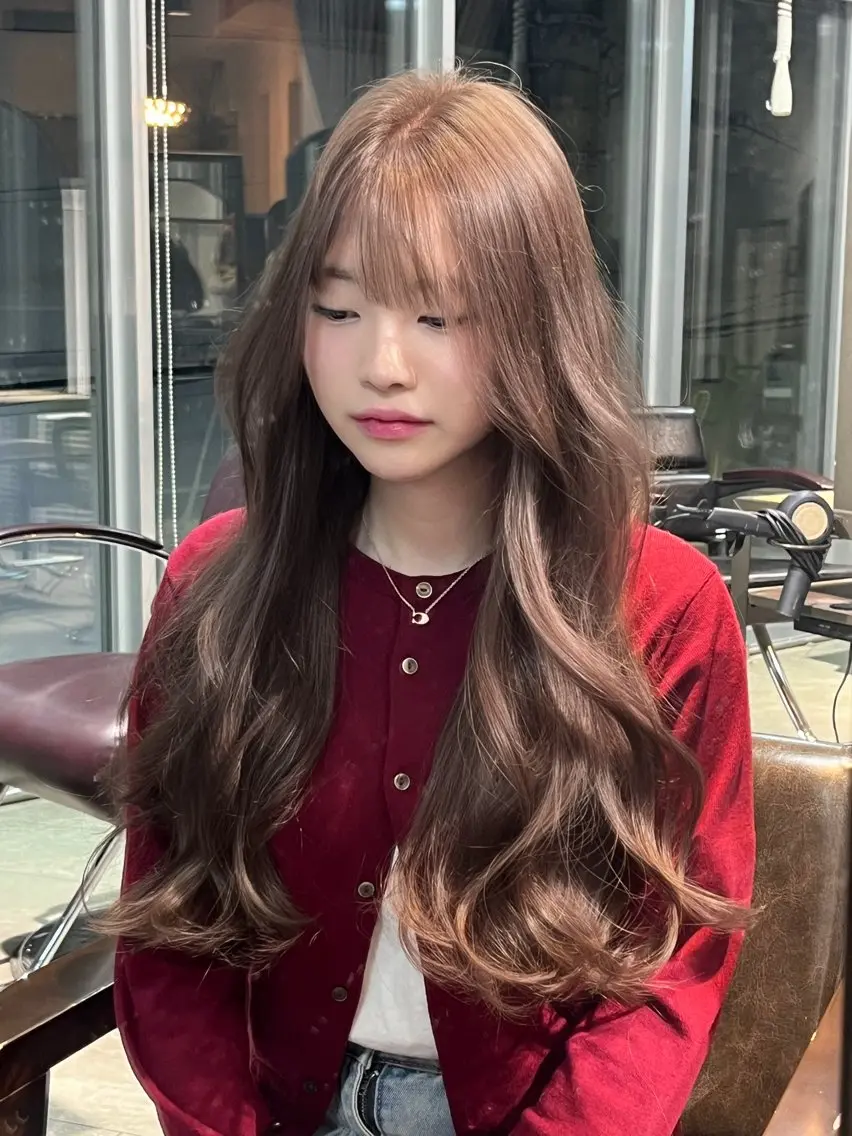 ロング カラー ヘアアレンジ カット ヘアカラー トリートメント ヘアセット 韓国ヘア/レイヤー/ 🩶ツブラ🩶のヘアスタイル