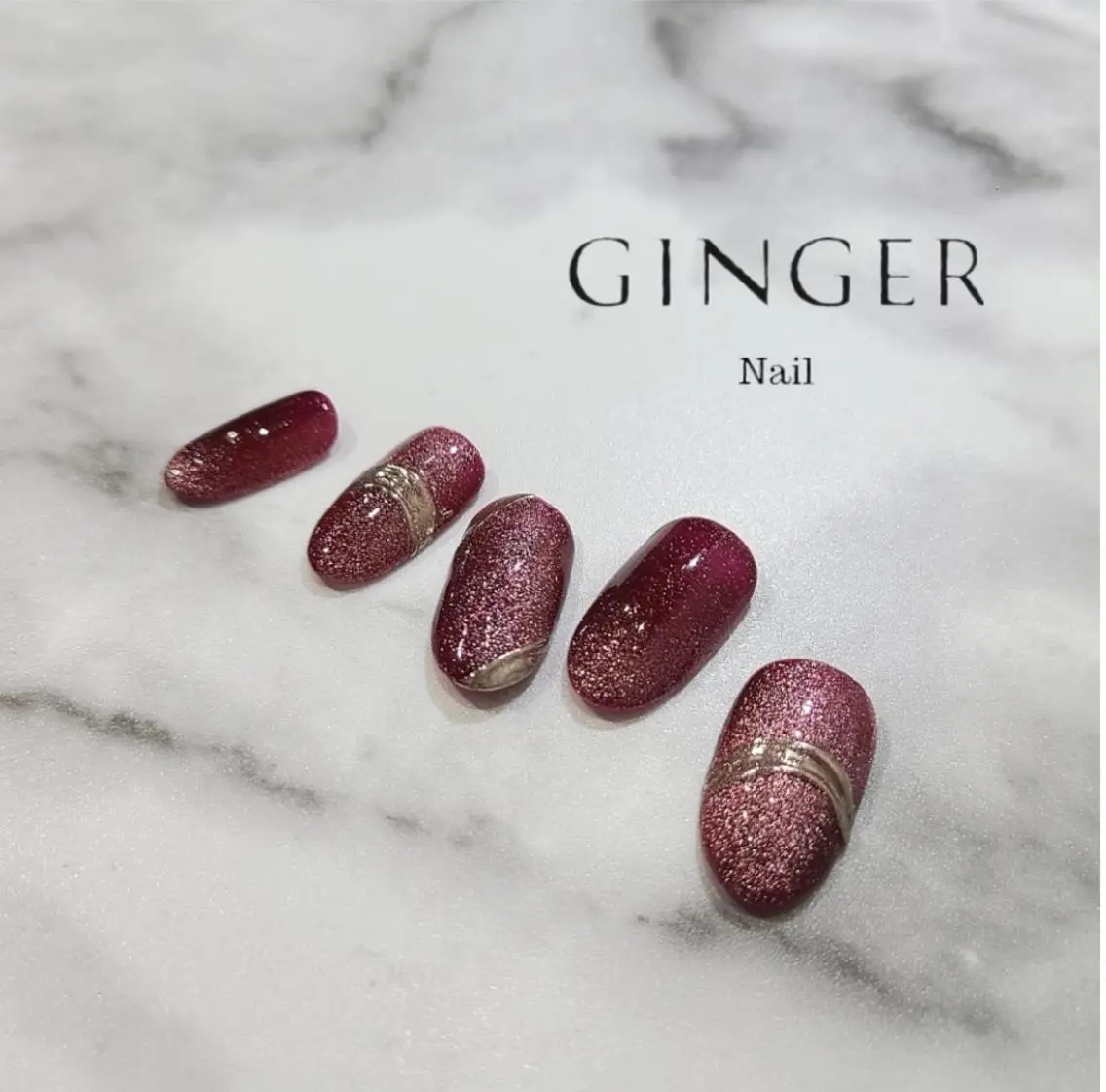 ネイル ゴージャス ミラーネイル ハンドネイル GINGER  斎藤舞のネイルデザイン