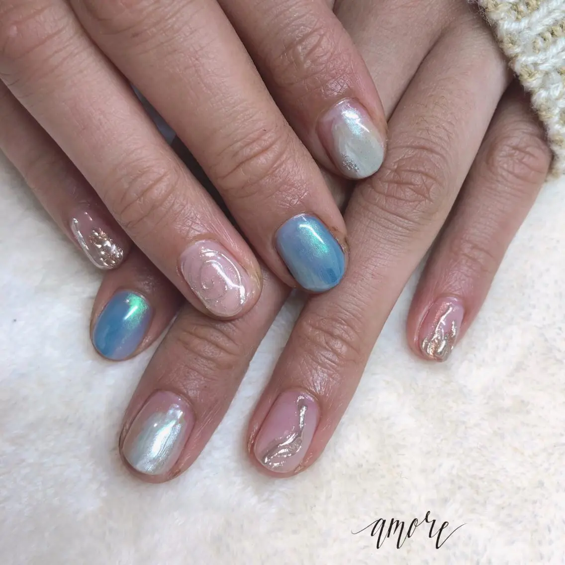 ネイル ジェルネイル ミラーネイル ニュアンスネイル 春ネイル You kyehwaのネイルデザイン