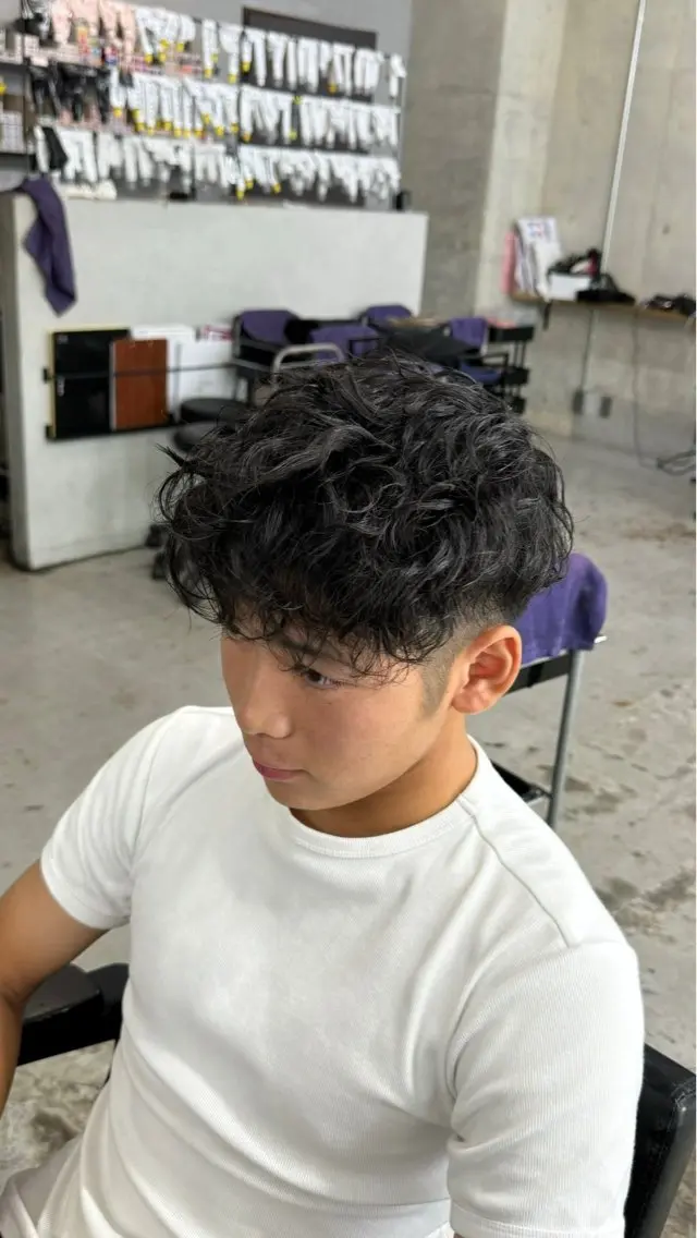 パーマ メンズ スペインカール カット パーマ ヘッドスパ スペインカール/ メンズパーマ/山下のヘアスタイル