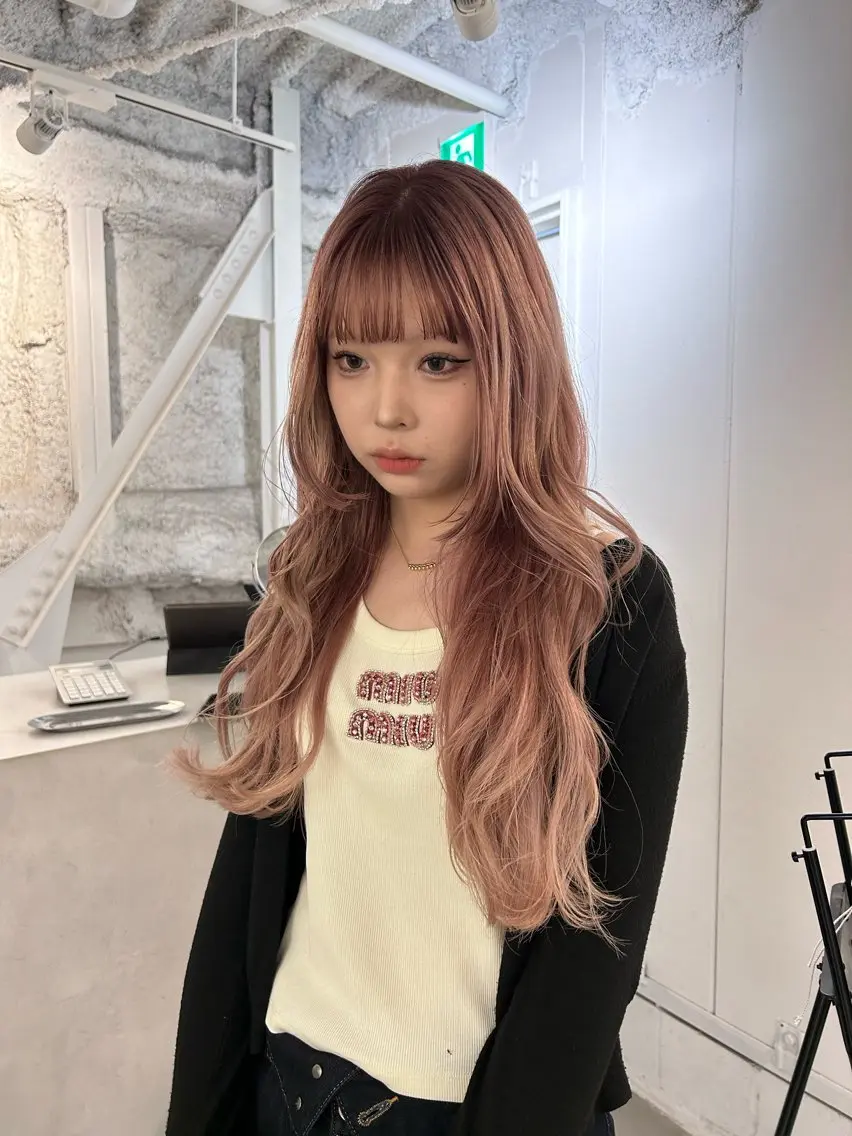 ロング カラー カット ヘアカラー 切りっぱなしBOB 職人💜Anzuのヘアスタイル