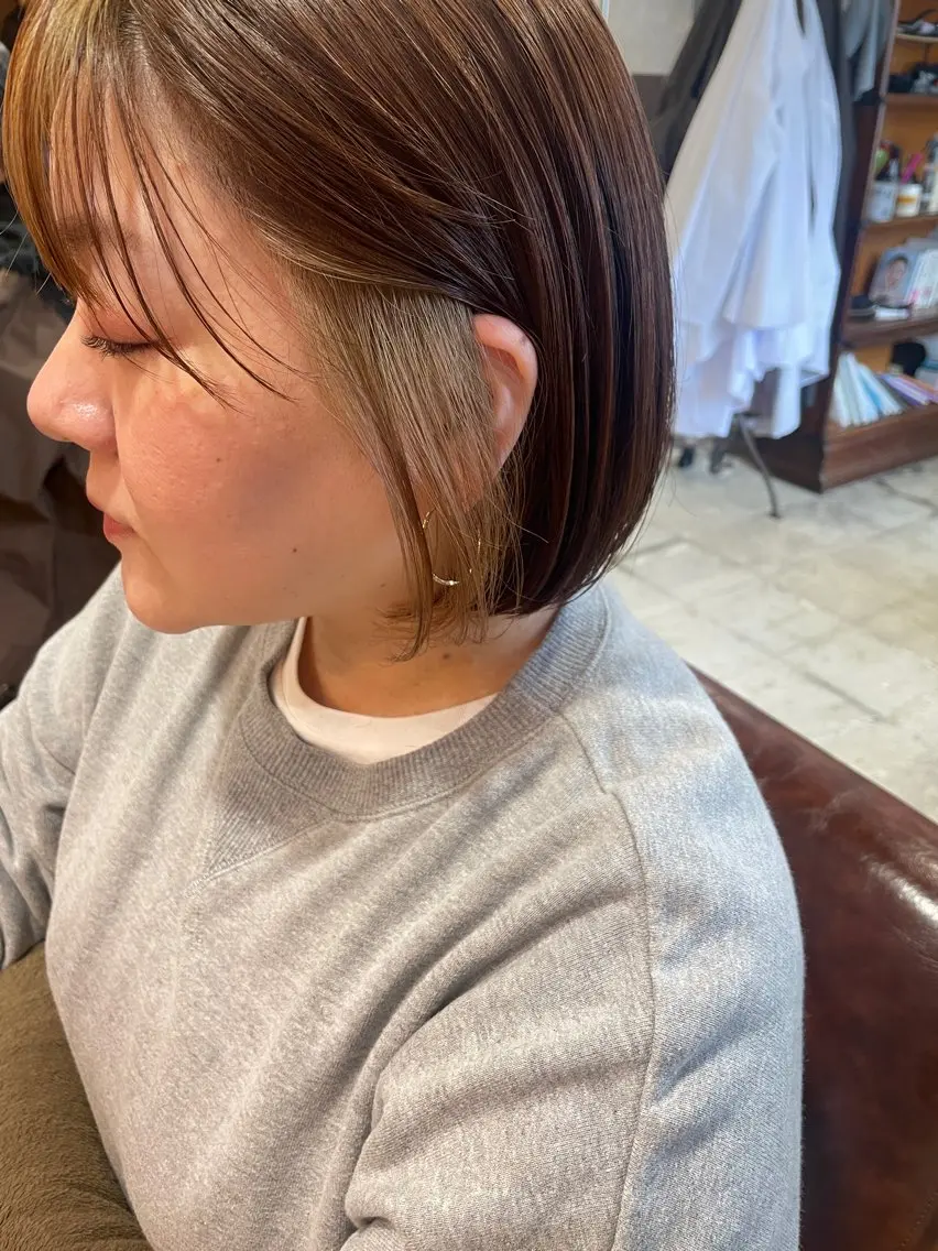 ミディアム カラー インナーカラー カット ヘアカラー トリートメント ayane⭐️ボブ・ ショート・パーマのヘアスタイル