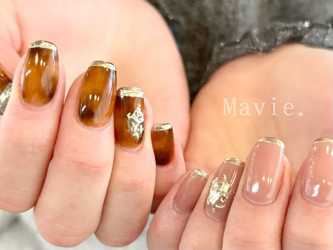 ネイル べっ甲ネイル nail salon Mavie.のネイルデザイン