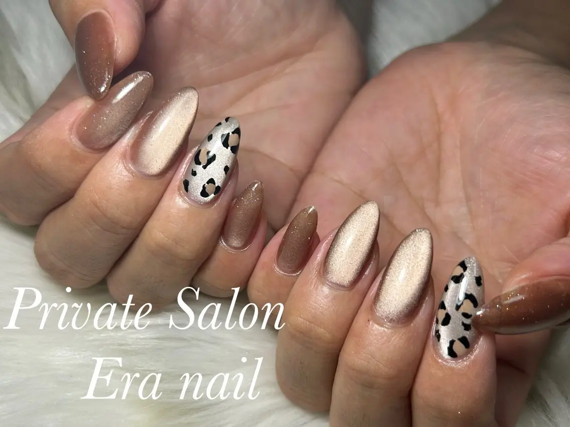 ネイル アニマル柄 マグネットネイル ハンドネイル Era nailのネイルデザイン