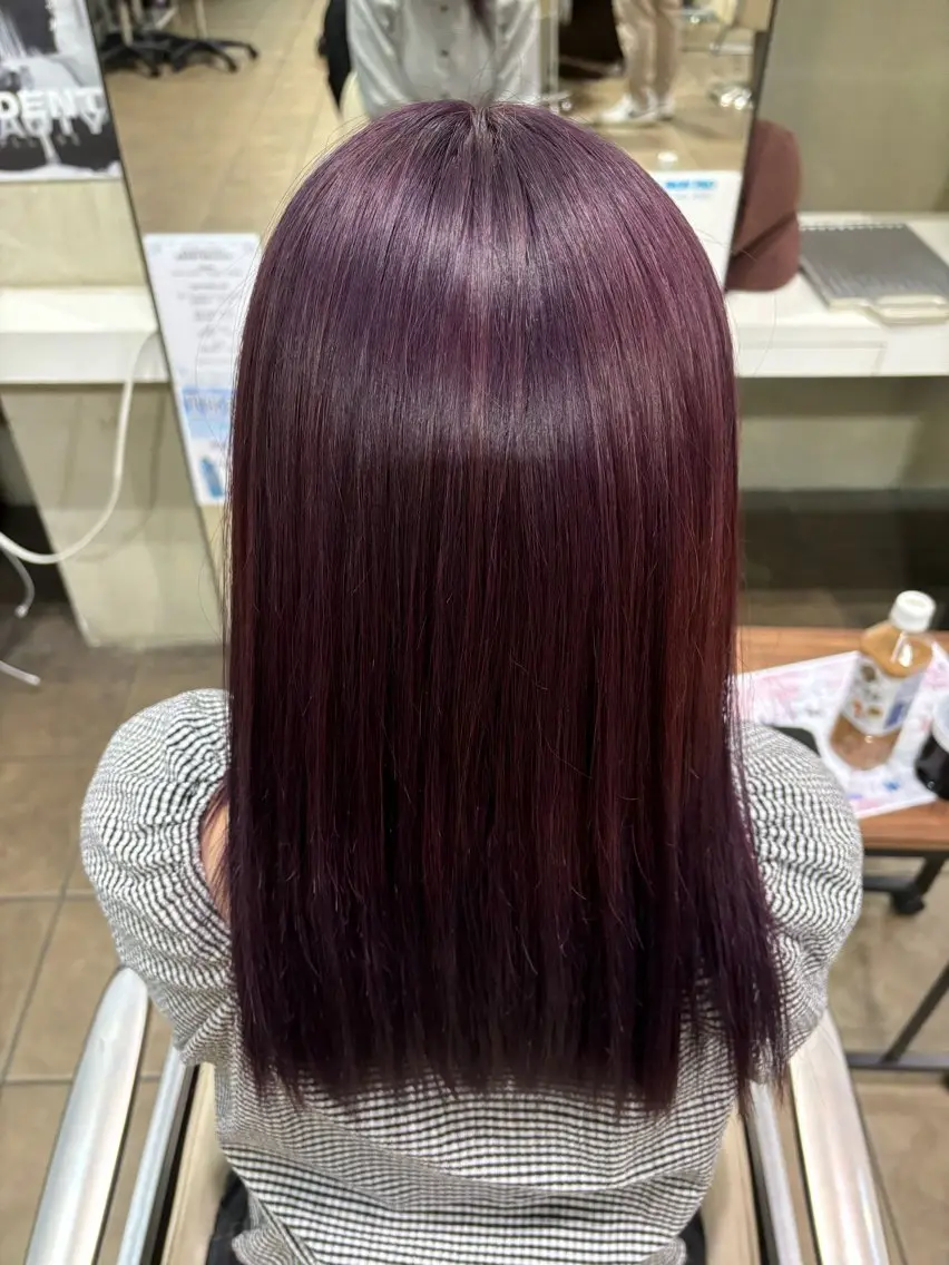 セミロング カラー ラベンダーカラー ラベンダーピンク ピンクカラー 茶谷 沙穂のヘアスタイル