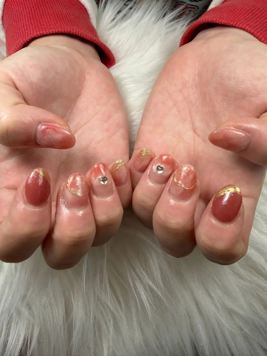 ネイル チークネイル フレンチネイル グラデーション キラキラネイル 韓国ネイル ハンドネイル HIKARIHANA NAILのネイルデザイン