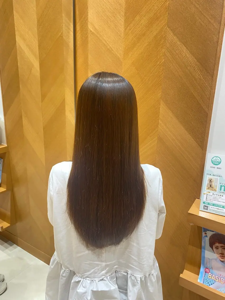 ロング パーマ 縮毛矯正 トリートメント 💎ツヤ髪ストレート カラー💎かのんのヘアスタイル