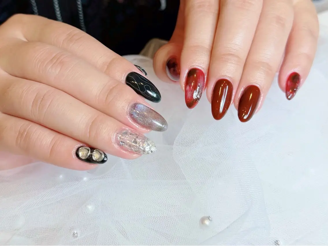 ネイル クリアネイル フラッシュネイル フラッシュマグ フレンチネイル マグネットネイル Luana nailのネイルデザイン