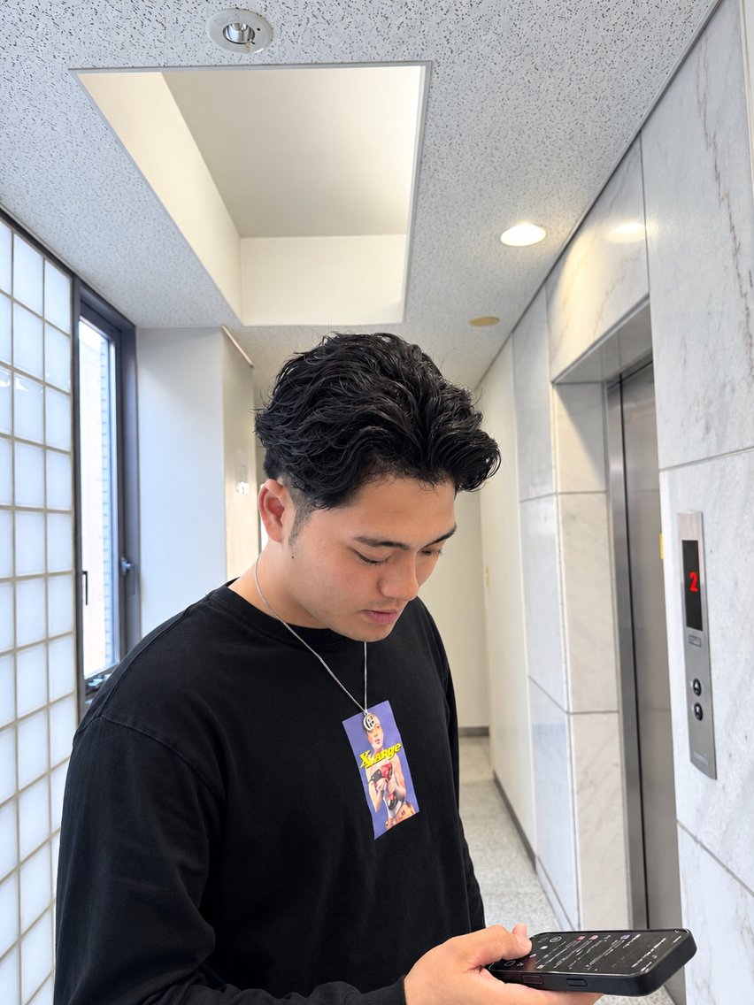 パーマ メンズ オールバック メンズパーマ 波巻きパーマ 縮毛矯正 カット パーマ カナモリ メンズカット/パーマのヘアスタイル