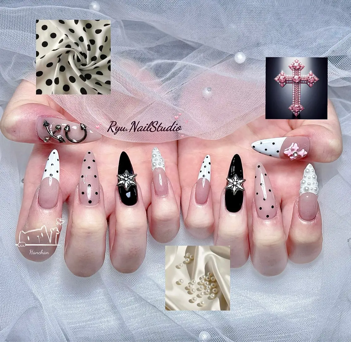 ネイル アートネイル ジェルネイル グラデーション マグネットネイル ニュアンスネイル ハンドネイル Ryu nail studioのネイルデザイン