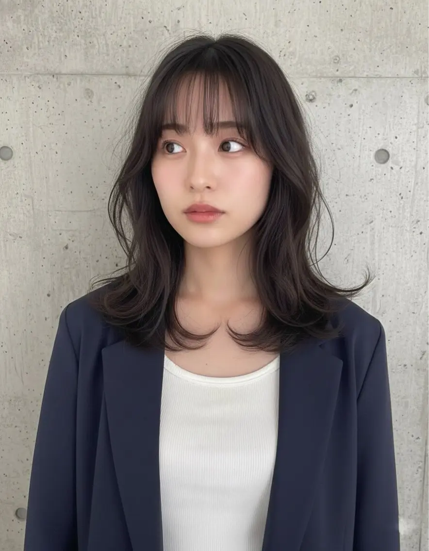 ミディアム カラー ミディアムレイヤー アッシュ ベージュカラー ブリーチ 透明感カラー カット ヘアカラー トリートメント 誰より丁寧なカット/ 小林輝/レイヤーのヘアスタイル