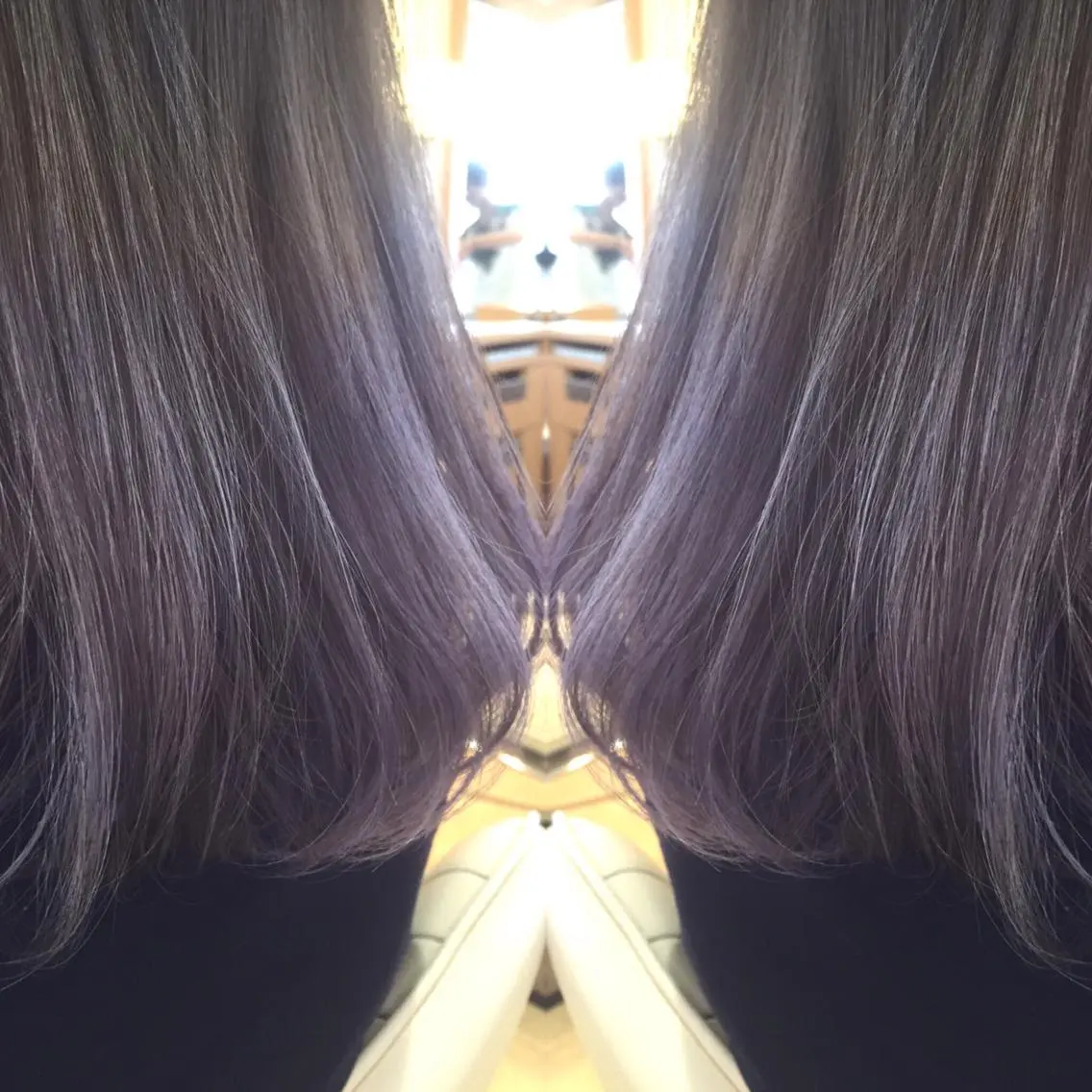 ミディアム セミロング カラー イルミナカラー インナーカラー ラベンダーカラー 🌹ハッシュカット、 レイヤー韓国ヘア🌹のヘアスタイル