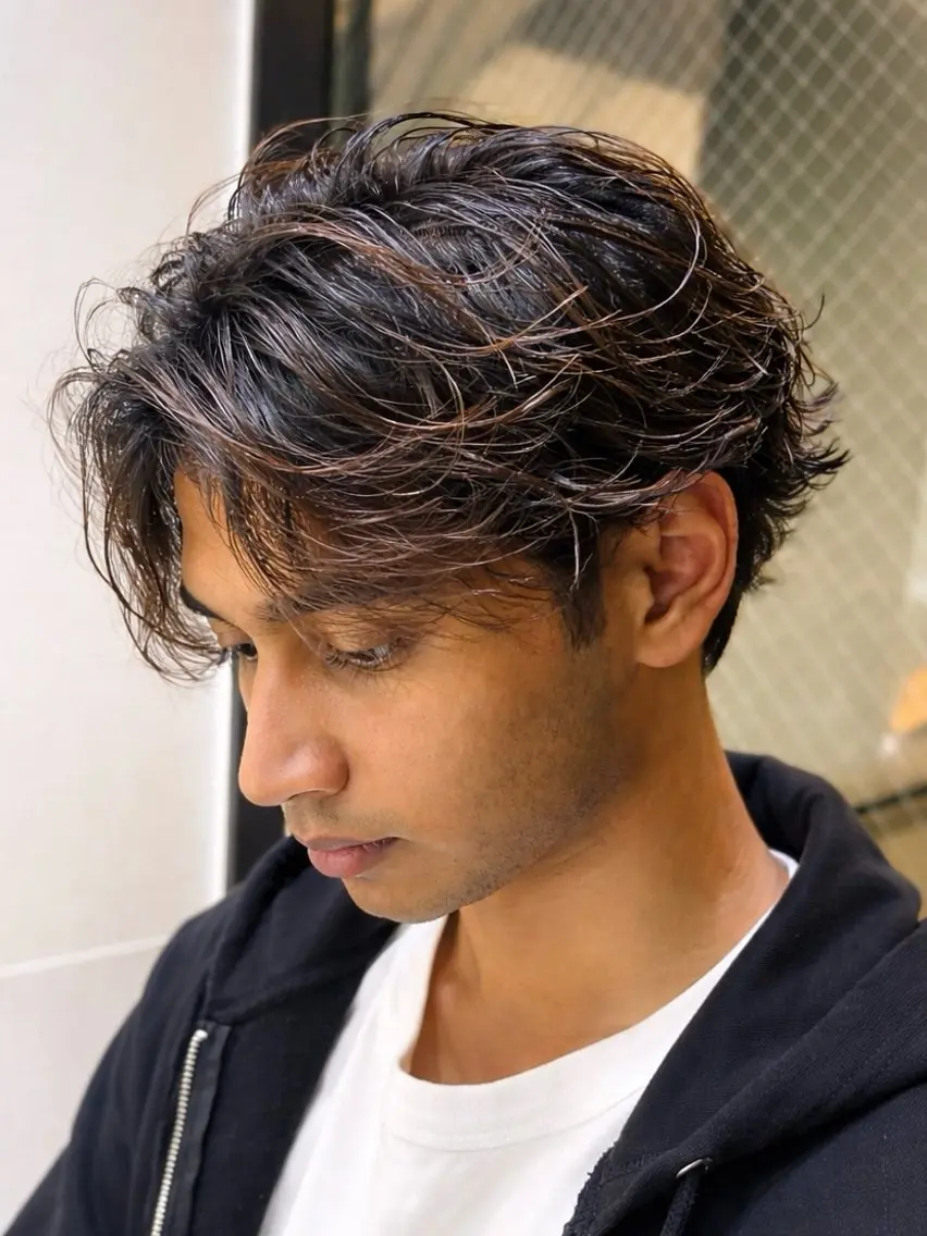 ミディアム パーマ メンズ カット パーマ トリートメント 🇺🇸サーフカール 🇺🇸ケンシロウのヘアスタイル