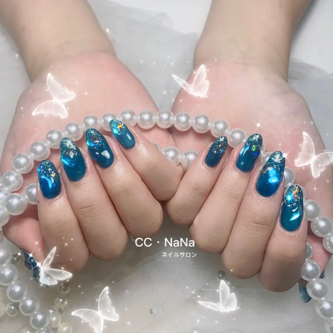 ネイル 夏ネイル ワンホンネイル ハンドネイル 💎CC・NaNa 韓国風ネイル🌙Cのネイルデザイン