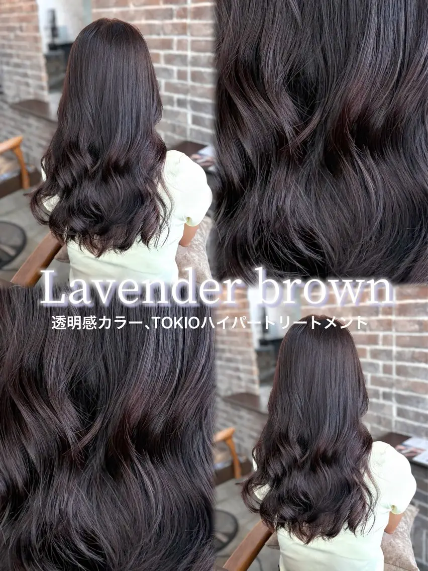セミロング カラー ブラウンカラー ラベンダーカラー ラベンダーブラウン カット ヘアカラー トリートメント 縮毛矯正/暖色系 /徳田真緒のヘアスタイル