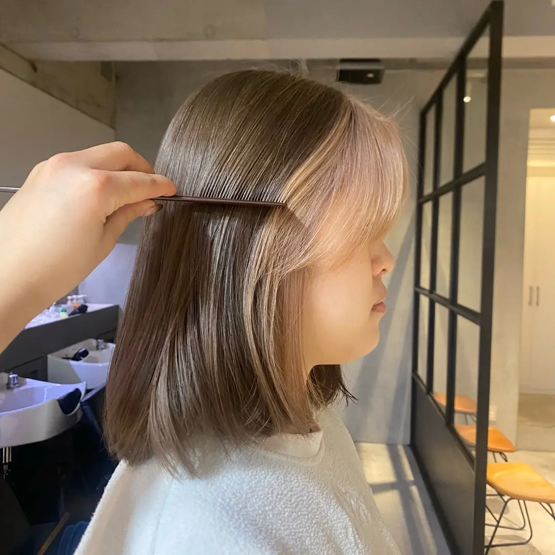 ミディアム カラー ヘアカラー ひなた/elima 調布/暖色カラーのヘアスタイル
