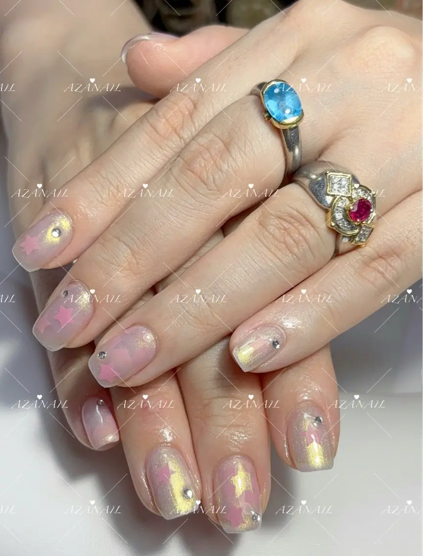 ネイル チークネイル グラデーション マグネットネイル シンプルネイル ワンホンネイル ハンドネイル AZA NAILROOMのネイルデザイン