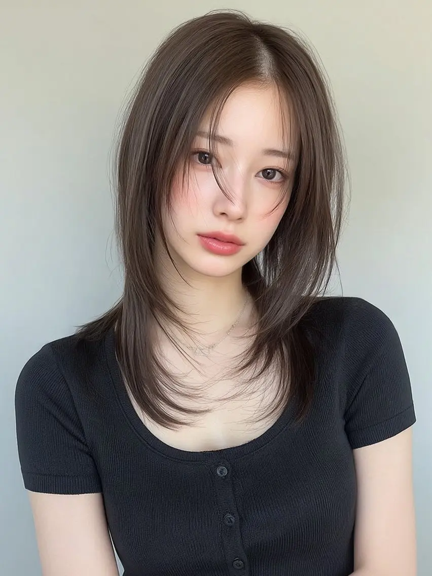 セミロング カラー カット ヘアカラー トリートメント 莉乃/縮毛矯正/髪質 改善/艶カラーのヘアスタイル
