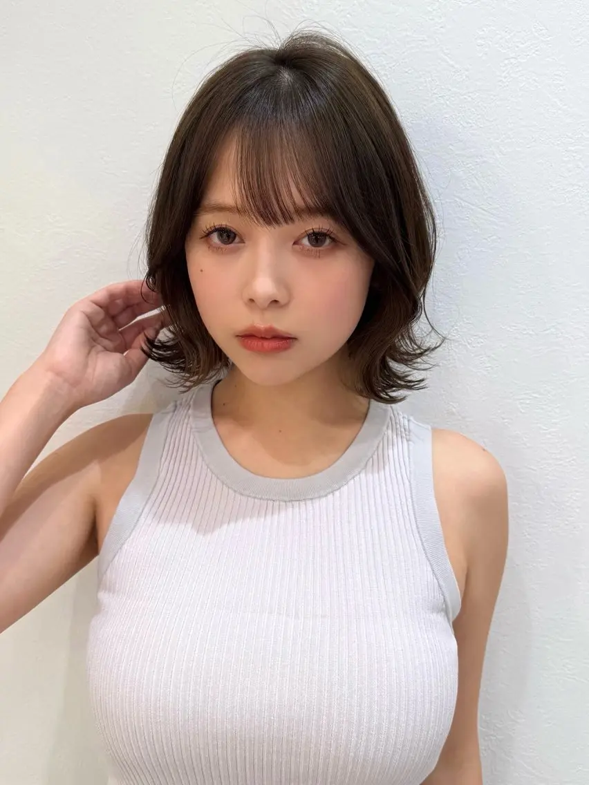 ミディアム カット ヘアカラー トリートメント 新宿/髪質改善/ボブ 韓国レイヤー大重聖斗のヘアスタイル