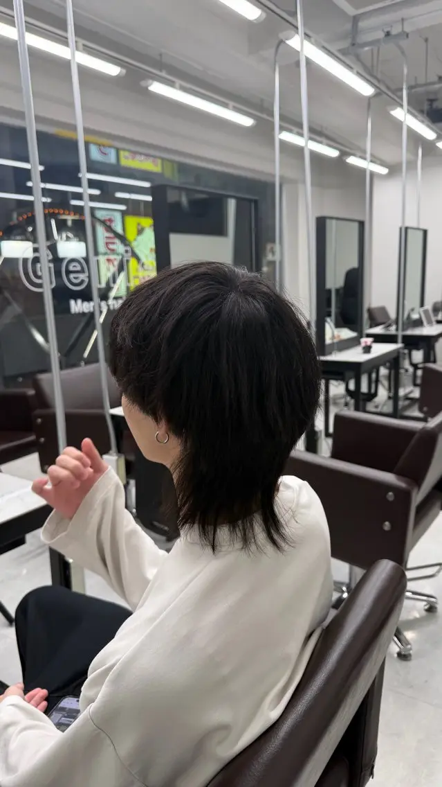ミディアム パーマ ヘアアレンジ メンズ カット トリートメント ウルフ/毛流れ/ アイロン風/AOTOのヘアスタイル
