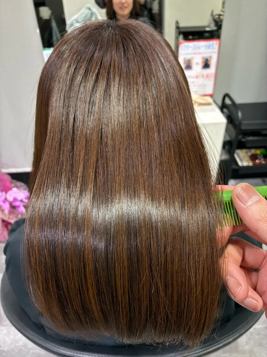 ミディアム カラー 縮毛矯正 大山 透輝のヘアスタイル