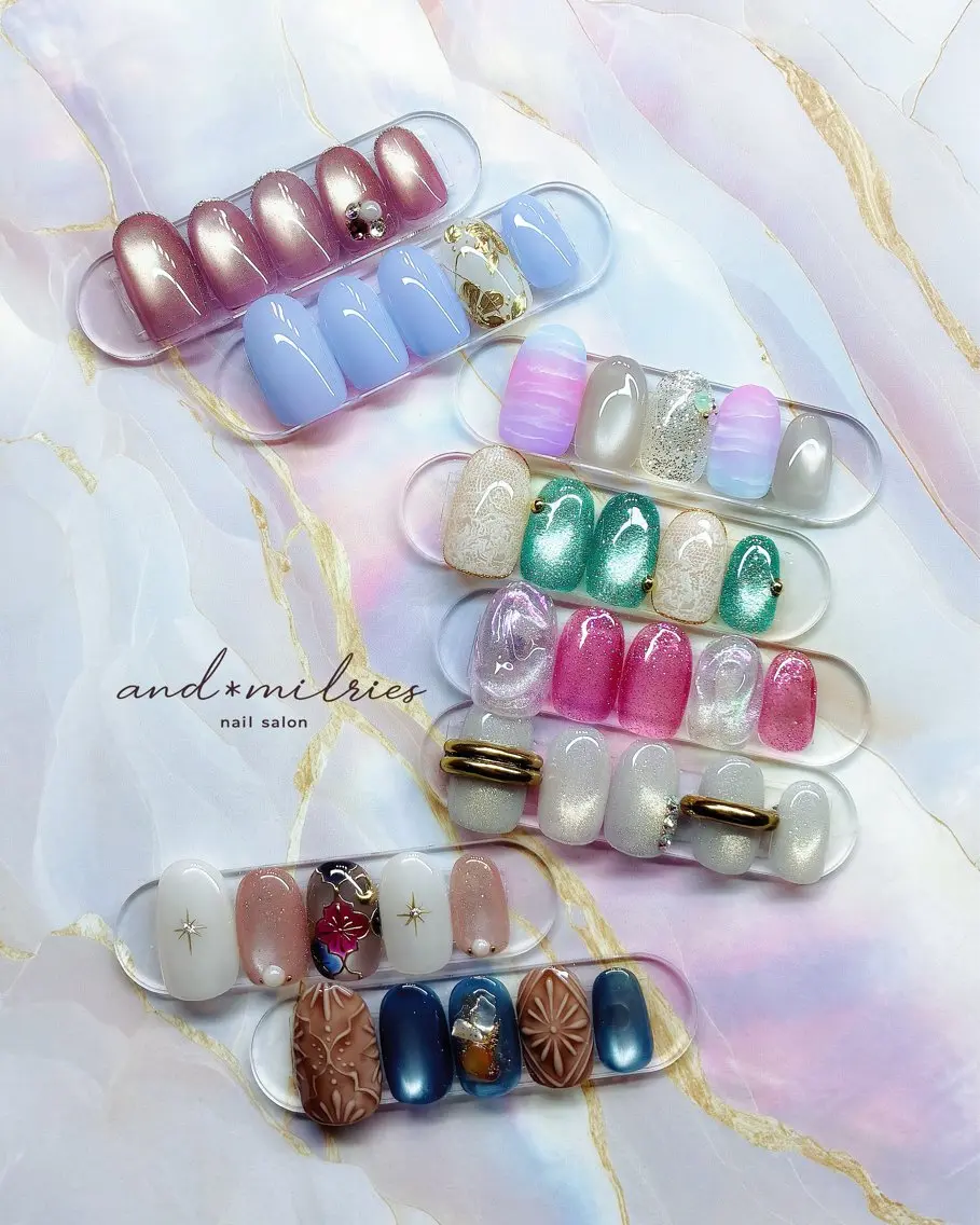 ネイル アートネイル 長さ出し ロングネイル 夏ネイル and* milriesのネイルデザイン