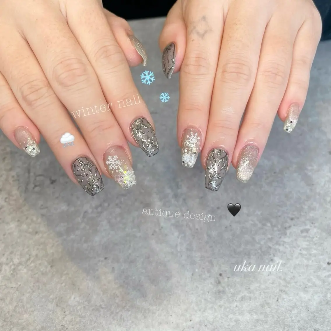 ネイル 冬ネイル ハンドネイル uka nailのネイルデザイン
