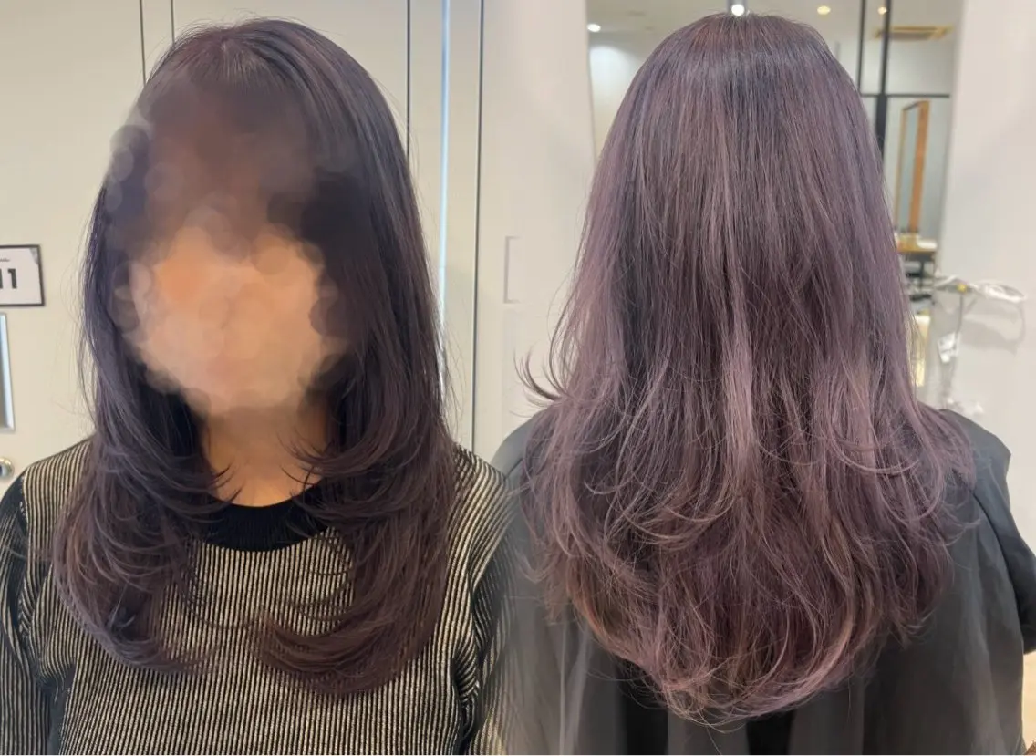 セミロング カラー ハッシュカット レイヤーカット トリートメント カット ヘアカラー トリートメント LiTA 友田未来のヘアスタイル