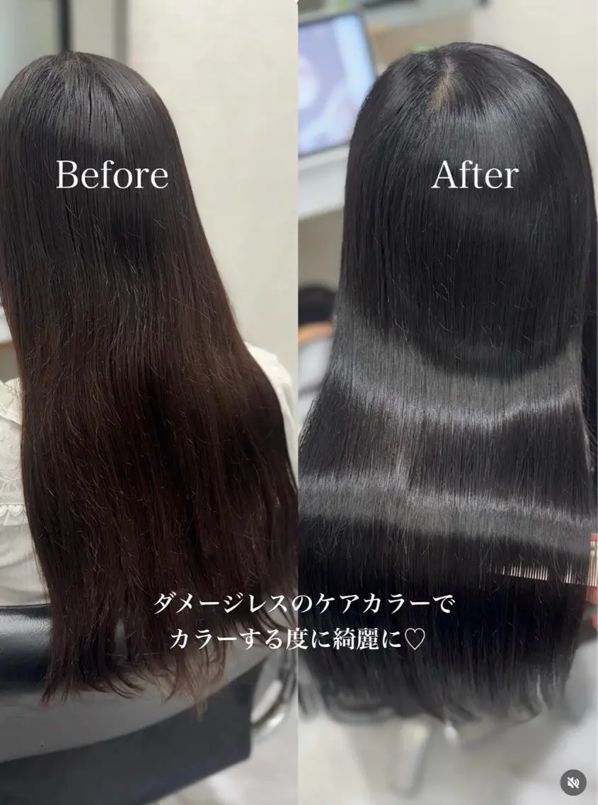 セミロング カラー 黒髪 ブルーカラー ブルーブラック 透明感カラー カット ヘアカラー ichica🤍 褒められる美髪づくりのヘアスタイル
